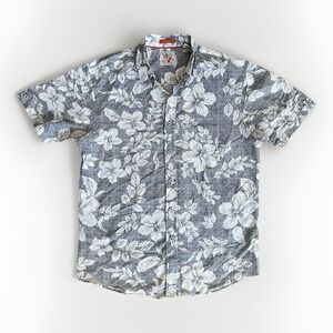 Marti Kat Shirt Mens XL Blue White Floral Modal Hawaiian Button Up GC